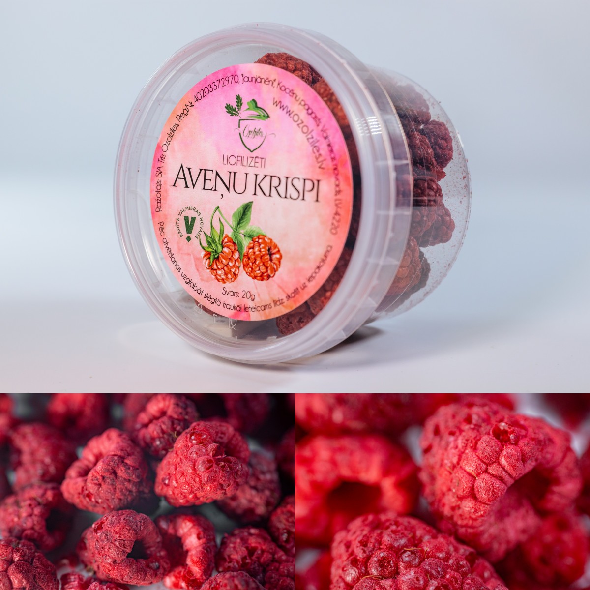 Freeze-dried raspberry crisps