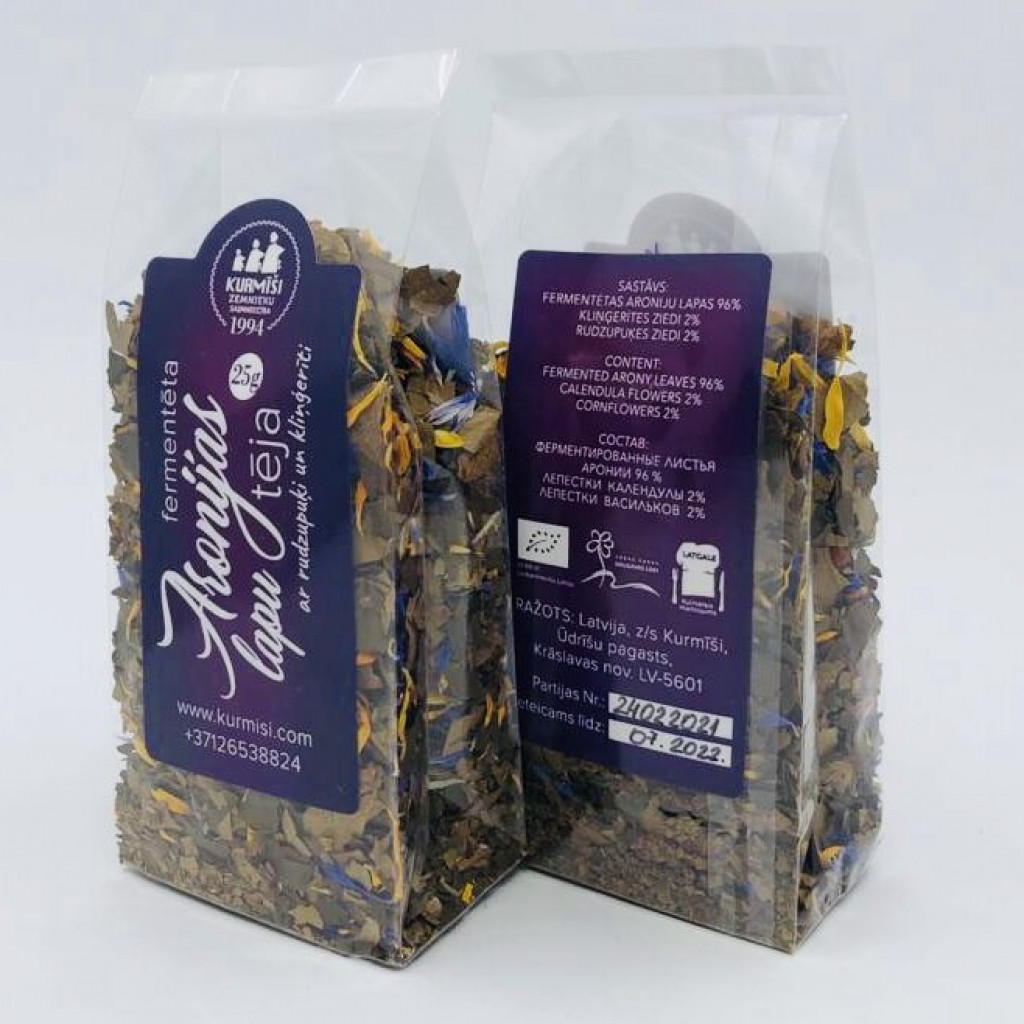 Fermenteeritud aroonialehtede tee rukkililledega ja saialilledega (purutee), mahe 25 g