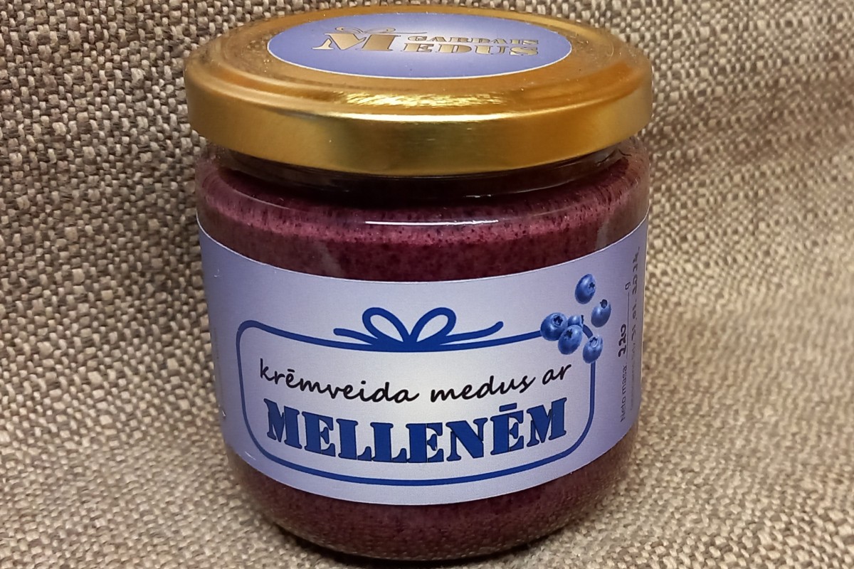 Krēmveida medus ar mellenēm 230g