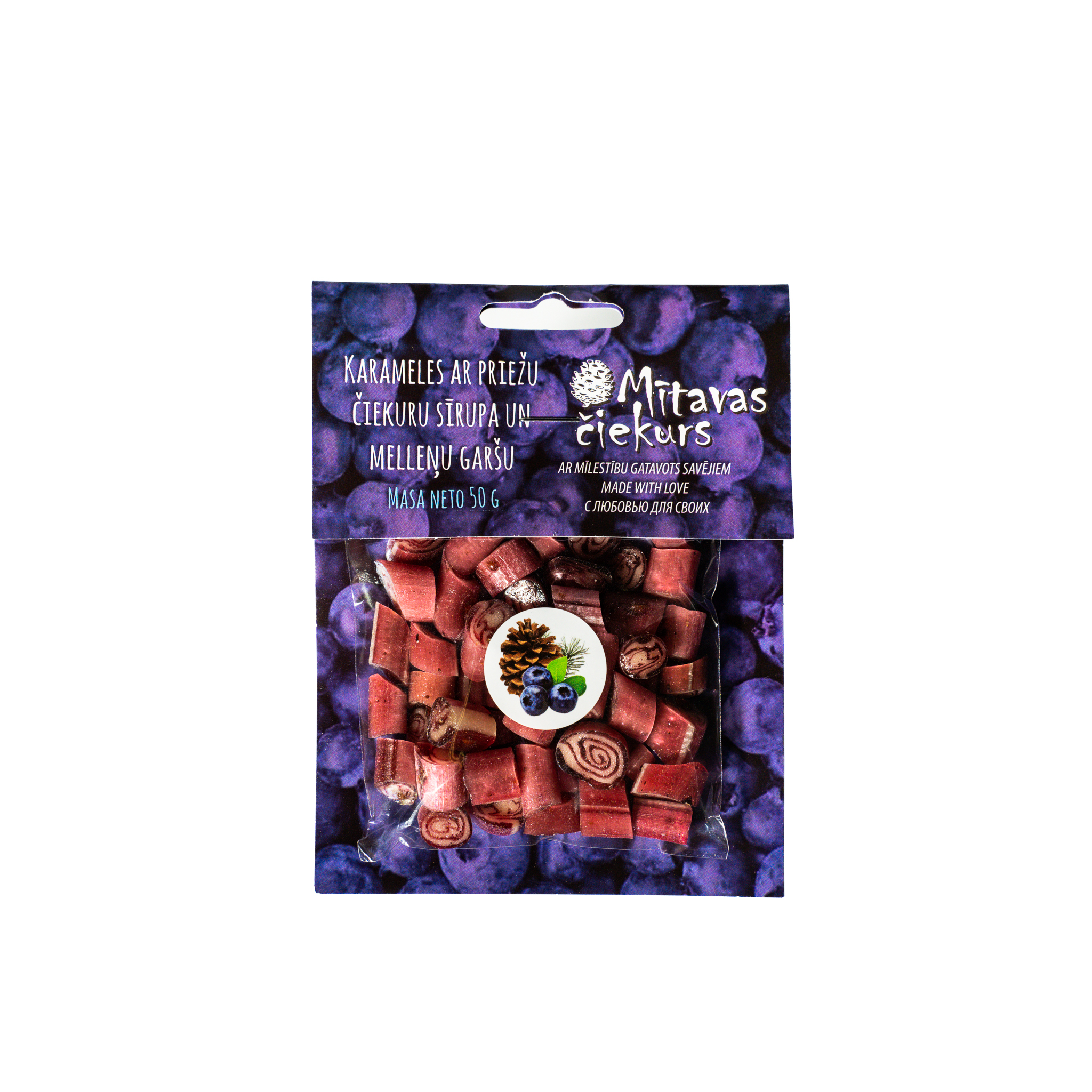 Kankorėžių ir mėlynių karamelės 50g