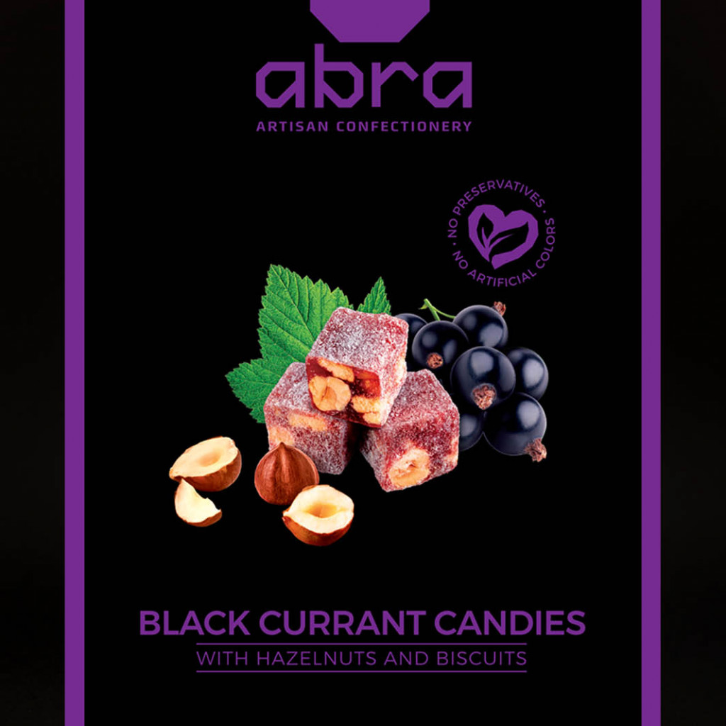 Blackcurrant marmalade sweets with hazelnuts and biscuits 150g